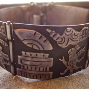 Classic Los Ballesteros Mexico silver storyteller bracelet circa 1950's