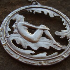 Swedish silver pendant of maiden in oak tree 1948