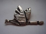 North American Indian Modernist Sterling Canada Goose Brooch Maker WJM